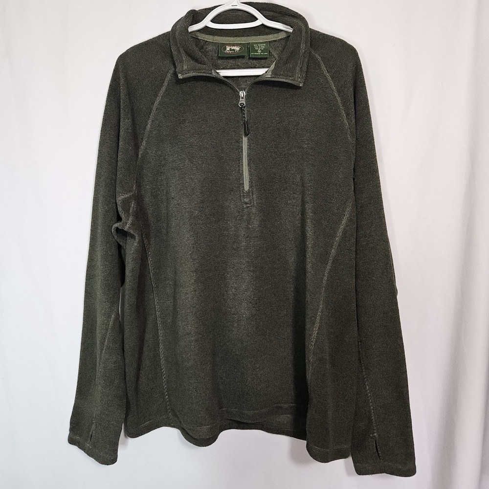 Pullover‎ Mens M Olive Green Excellent Quarter Zip Fleece Thumbholes Gorpcore